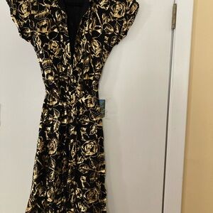 Elegant Black and Gold Floral Dress